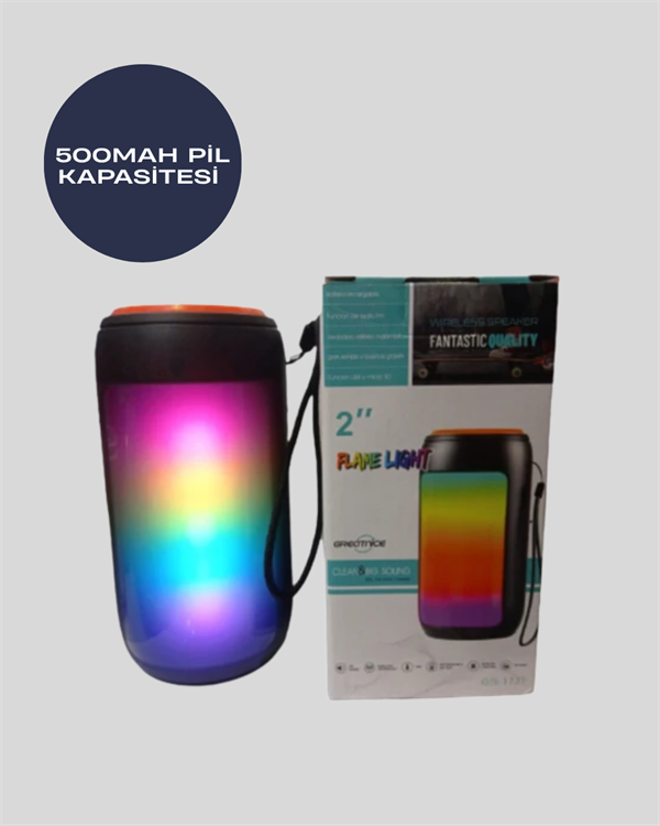 GTS 1731 Bluetooth Hoparlör – Şarjlı, LED Işıklı, FM Radyo Destekli - Görsel 4