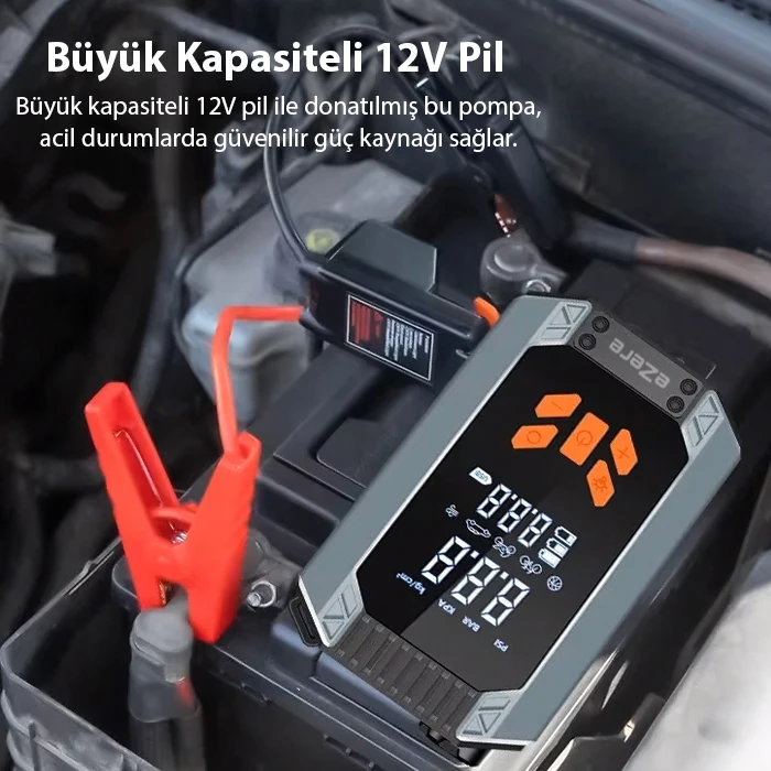 EZERE ST-9632D Taşınabilir Araç Lastik Şişirme Ve Starter Akü Takviye Seti-(5775) - Görsel 4