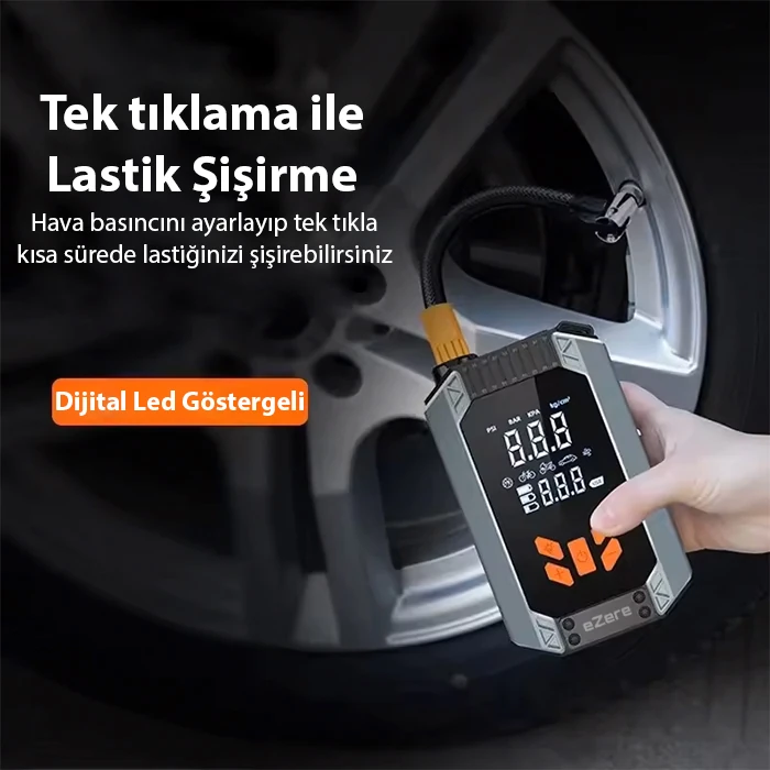 EZERE ST-9632D Taşınabilir Araç Lastik Şişirme Ve Starter Akü Takviye Seti-(5775) - Görsel 5