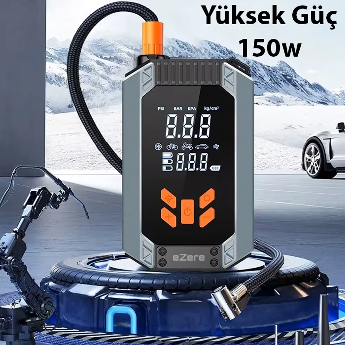 EZERE ST-9632D Taşınabilir Araç Lastik Şişirme Ve Starter Akü Takviye Seti-(5775) - Görsel 6