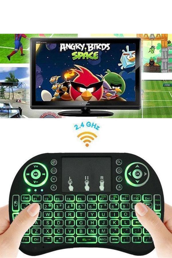 Kablosuz Türkçe Q Klavye RGB Işıklı Televizyon Ps3 Dokunmatik Mouse - Görsel 4