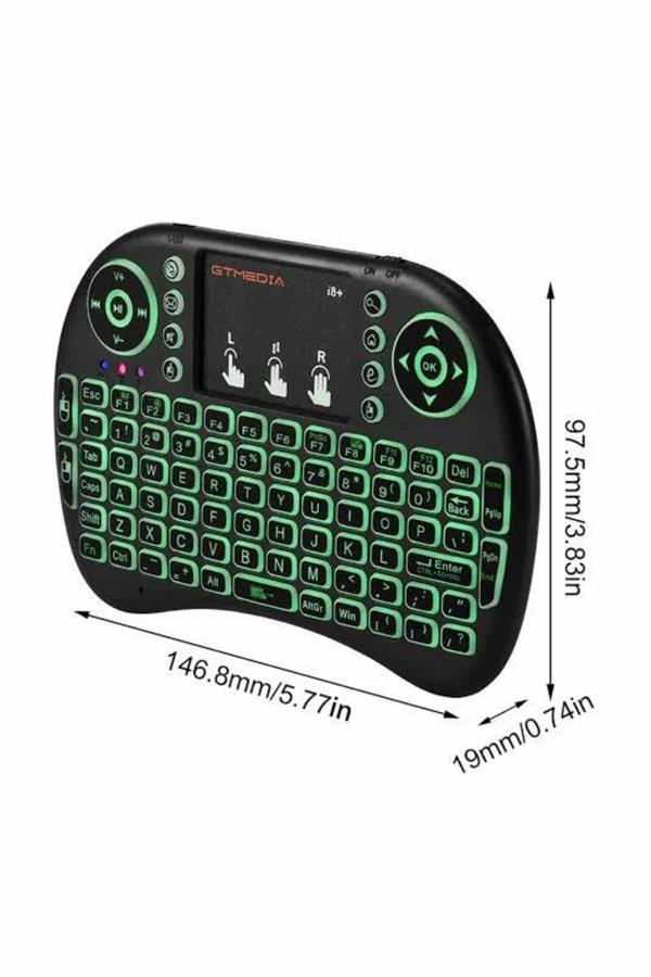 Kablosuz Türkçe Q Klavye RGB Işıklı Televizyon Ps3 Dokunmatik Mouse - Görsel 3