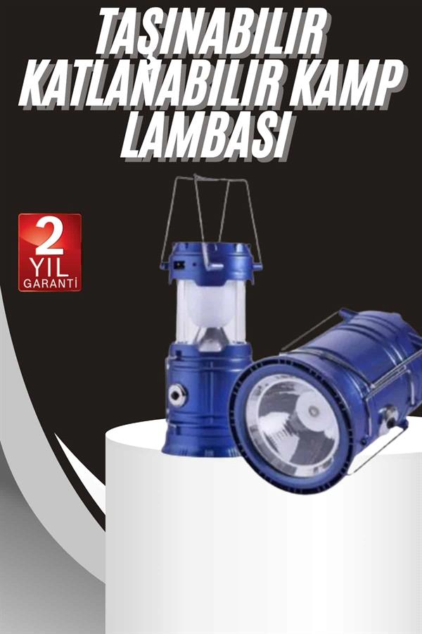 Kamp Lambası Solar Şarjlı Kızaklı Kamp Feneri Led Lamba Işıldak - Görsel 2