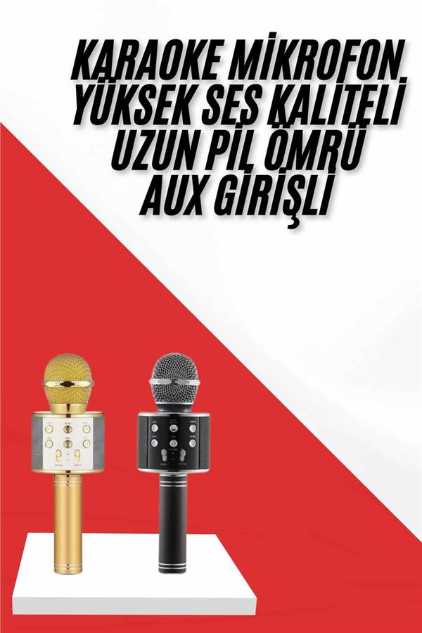 Karaoke Mikrofon Dahili Hoparlörlü Sd-usb-aux Girişli Bluetooth Hoparlör - Görsel 2