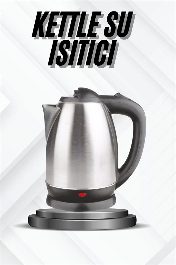 Kettle Su Isıtıcı C F Priz Uyumlu 220 - 240 V Paslanmaz Çelik Kablolu - Görsel 2