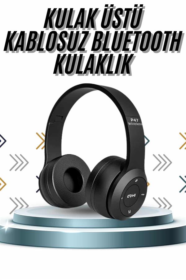 Kulak Üstü Bluetooth Kulaklık Yüksek Ses Kaliteli Ayarlanabilir - Görsel 2