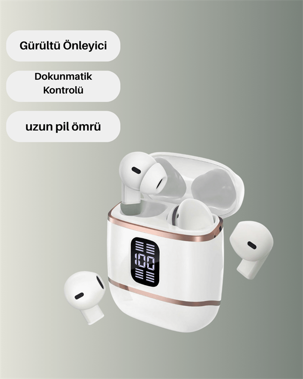 Kulakiçi Bluetooth Kulaklık V5.3 – 4’lü Set, Dijital Ekranlı, Gürültü Engelleme - Görsel 5