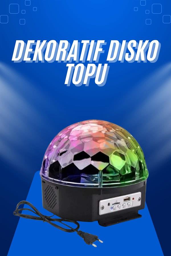 Küre Disko Topu Müzik Çalar Renkli Lazer Işıklı Bluetooth Disko Parti Işığı Kumandalı - Görsel 2