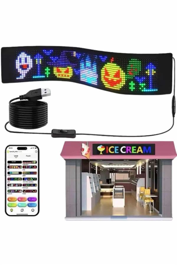 LED Matrix Panel RGB Ekran Kumandalı Araç Camına Uygun - Görsel 5