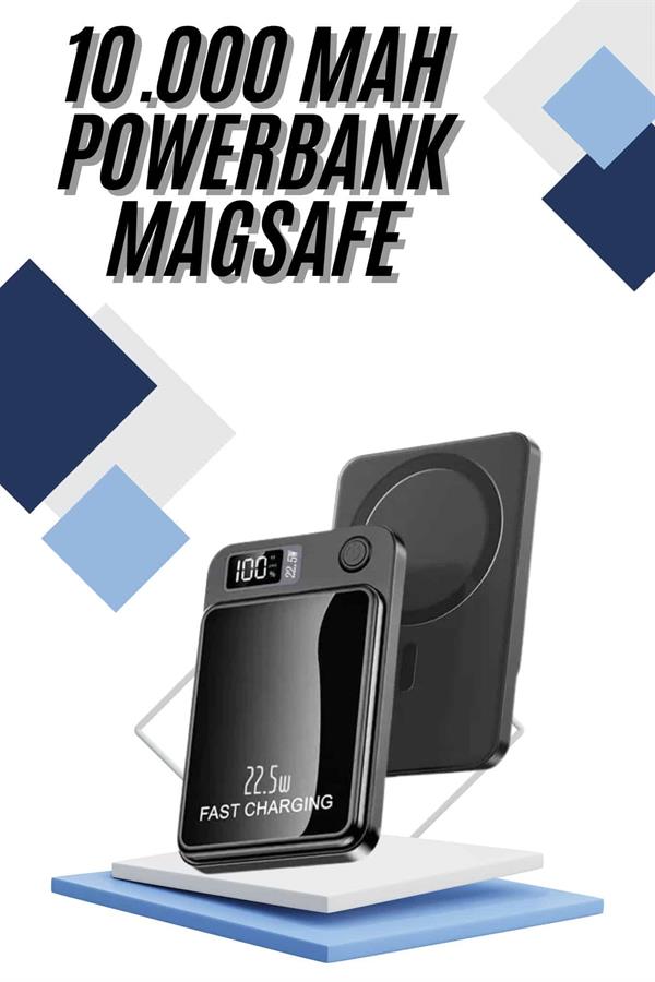 Magsafe Powerbank 10.000 mAh 22.5 Watt Hızlı Şarj Göstergeli Kablosuz Taşınabilir Şarj - Görsel 2