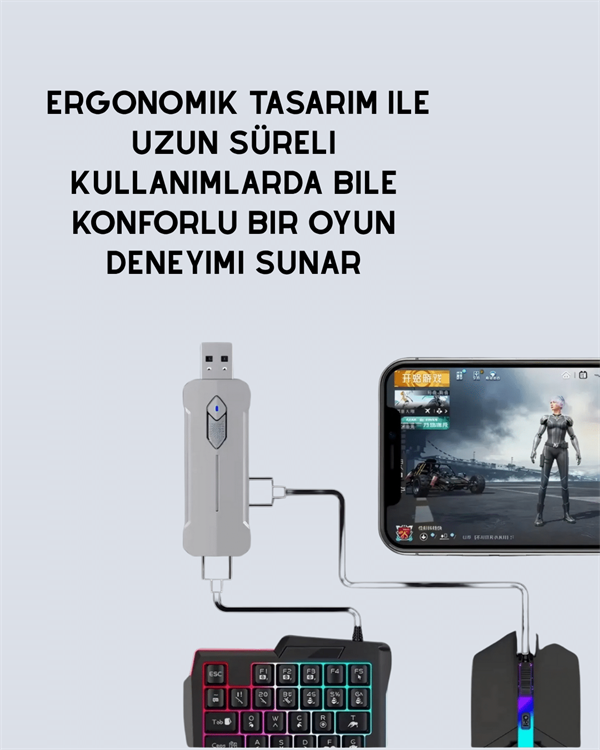 Mobil Oyunlar için Klavye, Mouse ve Dönüştürücü Seti - Görsel 3
