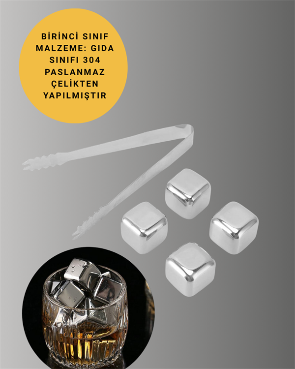 Hızlı Soğutma Özellikli Paslanmaz Metal Buz Küpü Takımı - Görsel 5