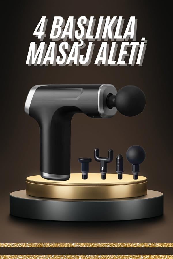 Taşınabilir Şarjlı Masaj Tabancası 4 Başlıklı Kas Rahatlatıcı Masaj Aleti - Görsel 3