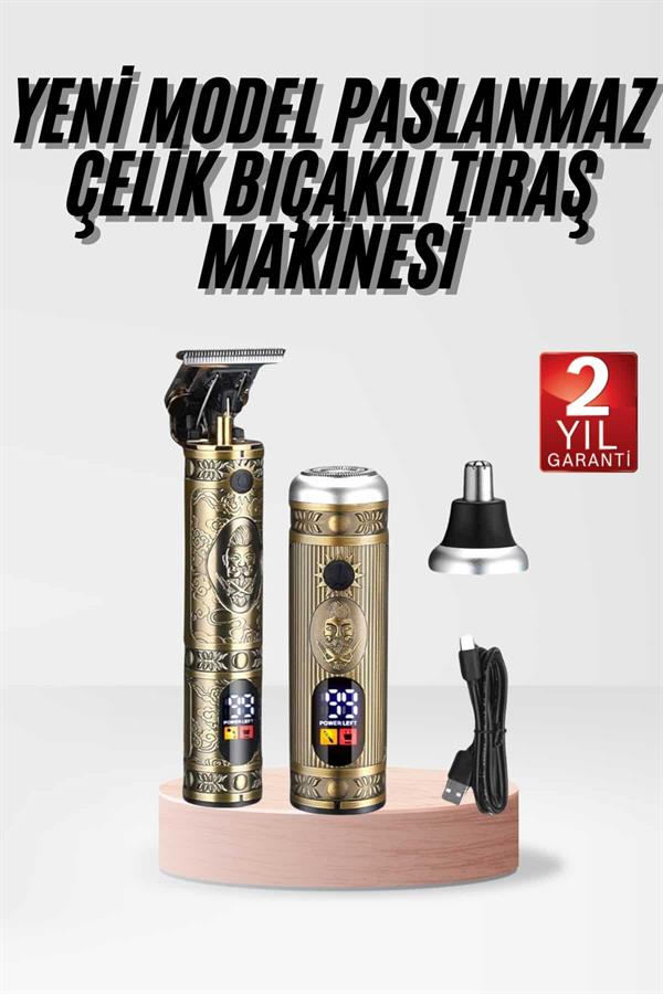 Profesyonel Saç Sakal Vücut Kulak ve Burun Tıraş Makinesi 3 Başlıklı - Görsel 2