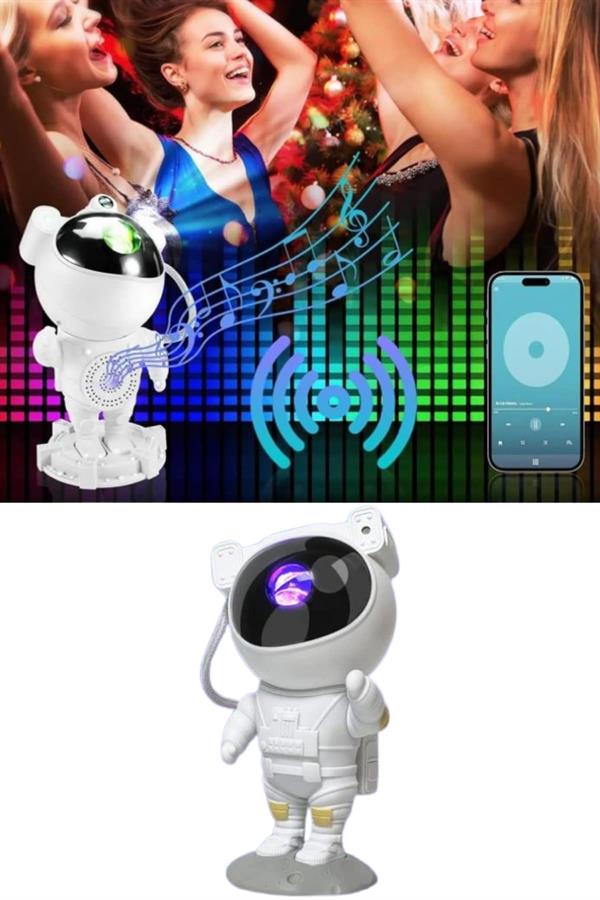 Projeksiyon Astronot Lamba Speaker Sevimli Astronot Bluetooth Hoparlör - Görsel 5