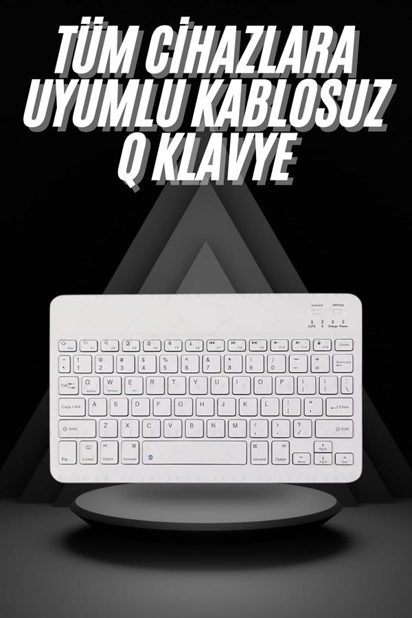 Q Klavye Türkçe Bluetooth Klavye Tüm Cihazlara Uyumlu Kablosuz - Görsel 2