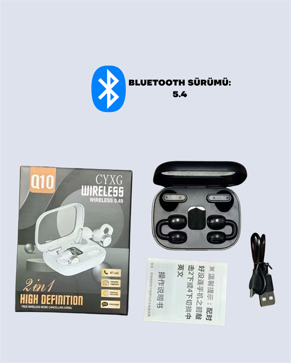 Q10 Bluetooth 5.4 Kablosuz Kulaklık – Dokunmatik, Uzun Pil Ömrü, Type-C Şarj - Görsel 5