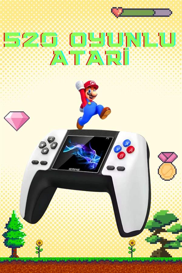 Retro Konsol P5 Uyumlu Taşınabilir 520 Oyunlu Kablosuz Game Stick - Görsel 2