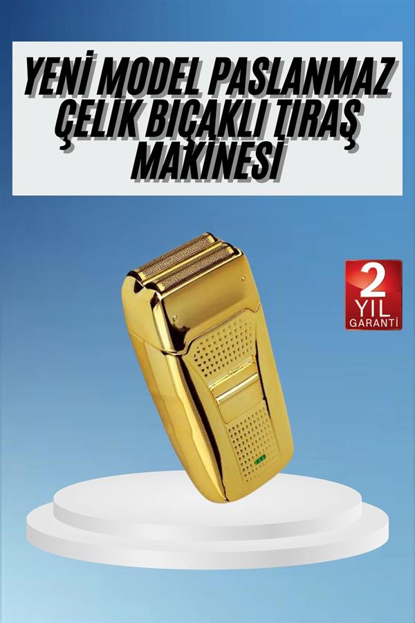 Sakal Kesme Tıraş Makinesi Paslanmaz Çelik Gold Şarjlı - Görsel 2