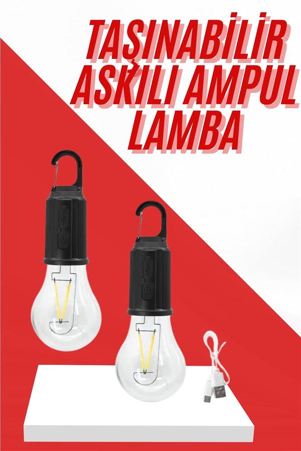 Şarjlı Aydınlatma Ampul Tasarımlı Ambians Işık Askılı Kamp Lambası - Görsel 2
