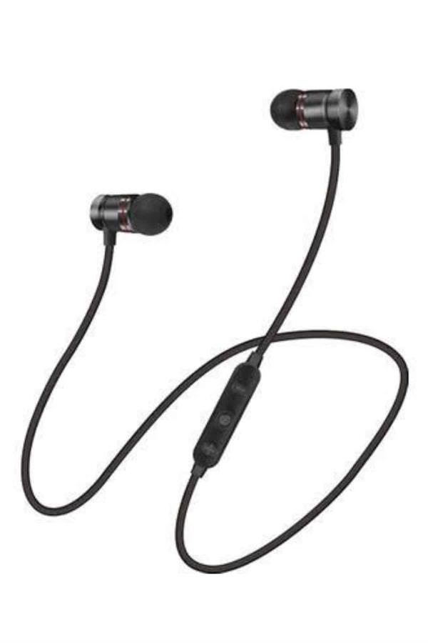Sports Mıknatıslı Siyah Bluetooth Kulaklık Kablolu Uzun Pil Ömrü - Görsel 4