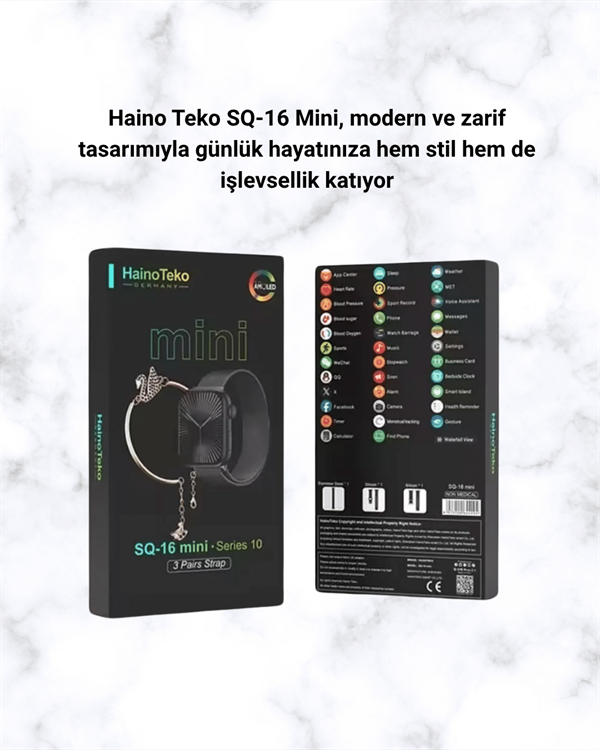 SQ-16 Mini Series 10 Akıllı Saat – 3 Kordon + Hediye Bileklik - Görsel 5