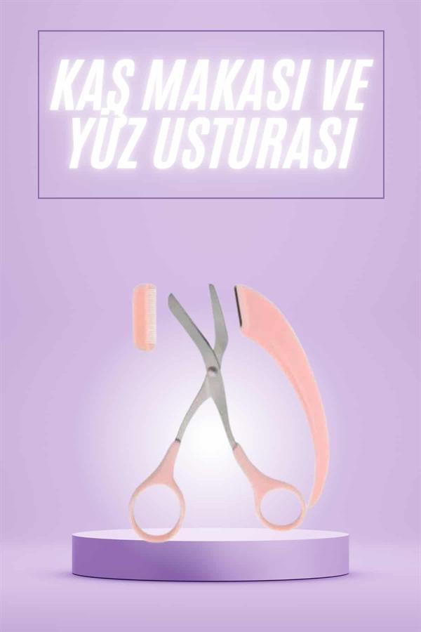 Taraklı Kaş Makası ve Ustura Seti Kaş Düzeltme Makası Kaş Bıyık Alma Aleti - Görsel 2