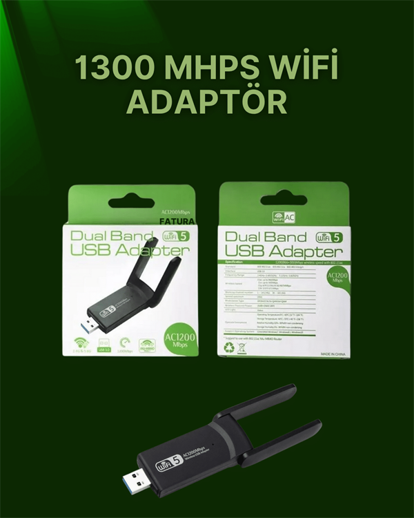 USB 3.0 Wireless Adaptör – 2.4GHz & 5GHz Destekli - Görsel 2
