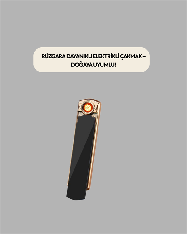 Rüzgar Geçirmez Elektronik Çakmak – Modern Tasarım, Metal Gövde - Görsel 2
