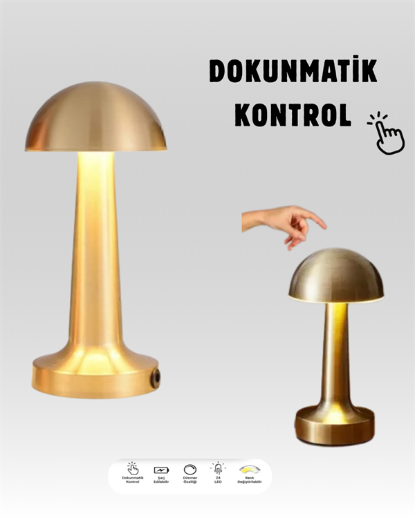 USB Şarjlı Dokunmatik LED Masa Lambası – 3 Renk Modu & Dimmer - Görsel 4