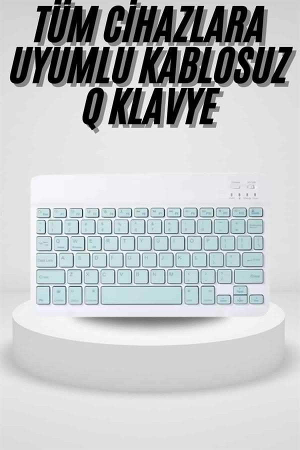 Uyumlu Kablosuz Bluetooth Şarj Edilebilir Mini Q Klavye - Görsel 2
