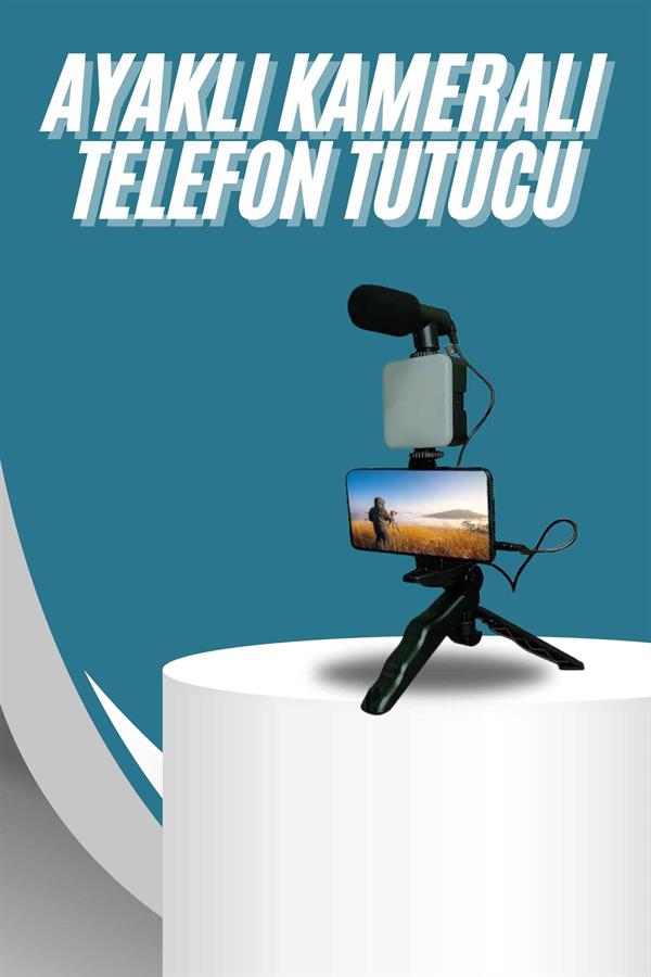 Video Making Kit Telefon Tutucu Vlog Video Mini Led Işıklı - Görsel 2