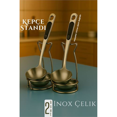 HSNET Inox Kepçe Standı - 2 li Kaşık Kepçe Standı- Profesyonel Şef Tasarımı