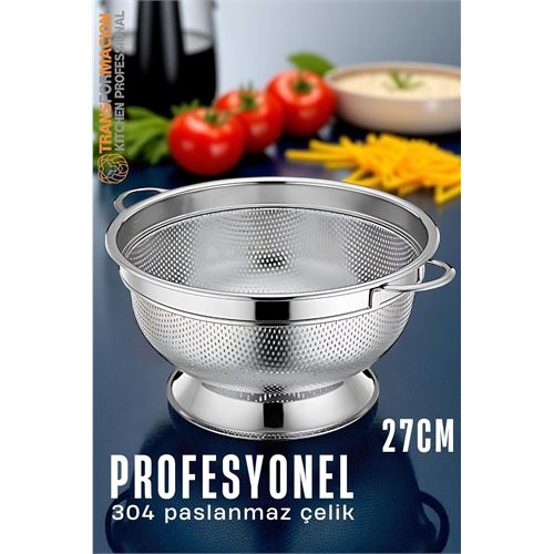 HSNET Ayaklı Kevgir - 304 Paslanmaz Çelik Profesyonel Ayaklı Süzgeç 27 Cm