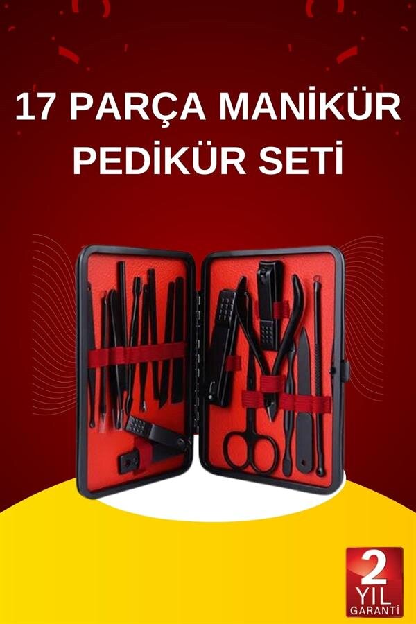 17 Parça El Ayak Bakım Seti Tırnak Temizleme Manikür Pedikür Cımbız Törpü Tırnak Makası - Görsel 2