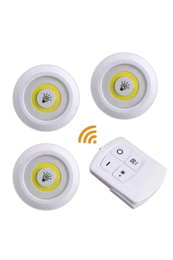 Led Lamba 3'lü Uzaktan Kumandalı Yapışkanlı - Görsel 2