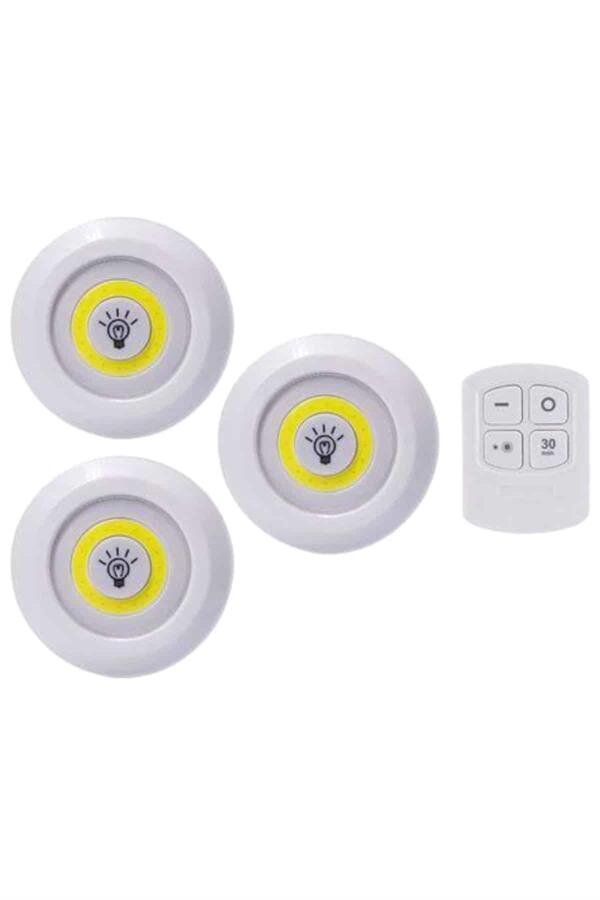 Led Lamba 3'lü Uzaktan Kumandalı Yapışkanlı - Görsel 4