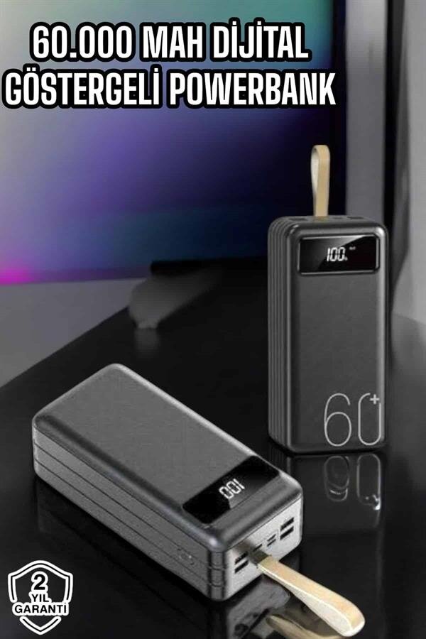 Powerbank 60.000 Mah Hızlı Şarj 4 Çıkışlı Uzun Şarj Süreli Dijital Göstergeli - Görsel 2