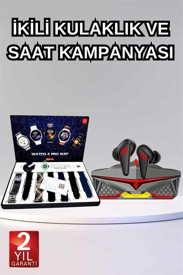 Gamer Oyuncu Seti Bluetooth Kulaklık Ucuz Kaliteli Yeni Nesil Akıllı Saat - Görsel 2