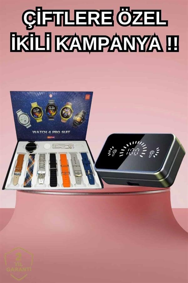 Powerbank Aynalı Bluetooth Kulaklık Ve Akıllı Saat Seti ANC Özelliği Dokunamatik - Görsel 2