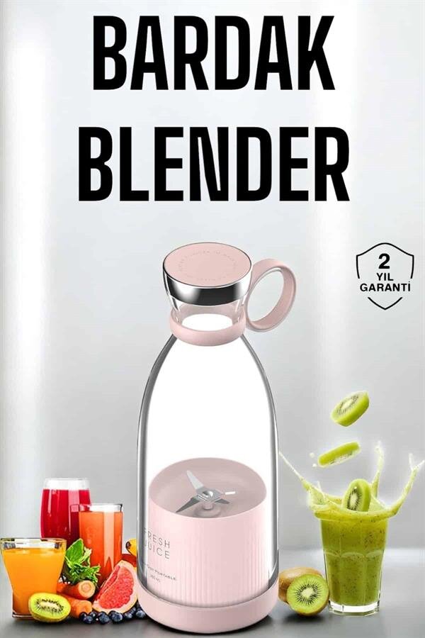 Bardak Blender Smoothie Meyve Sıkacağı Şarjlı Cam Taşınabilir - Görsel 2
