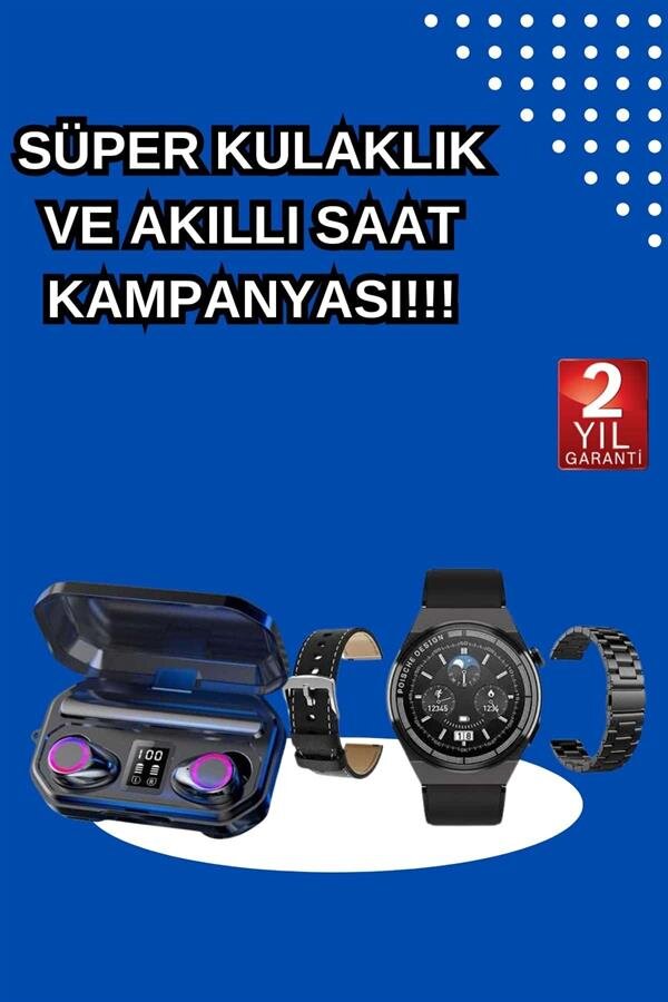 Yeni Nesil Kampanyası Bluetooth Bağlantılı Akıllı Saat ve Kablosuz Kulaklık Dijital Göstergeli - Görsel 2