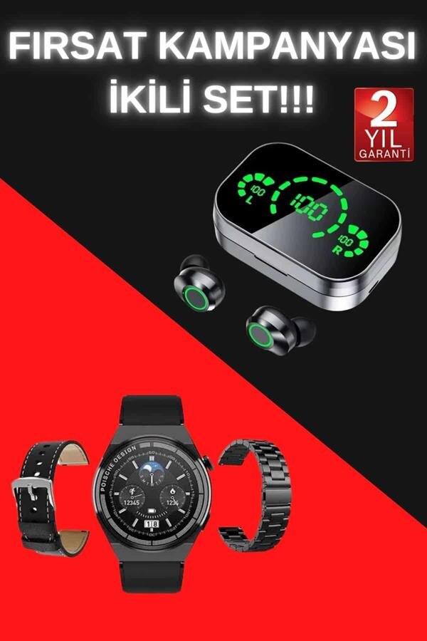 TWS Bluetooth Kulaklık ve Akıllı Saat Uyku Takibi Nabız Ölçer Uzun Pil Ömrü - Görsel 2