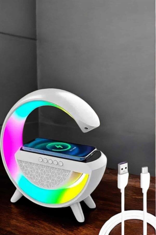 Bluetooth Hoparlör 15W Kablosuz Hızlı Şarj LED Gece Lambası - Görsel 4