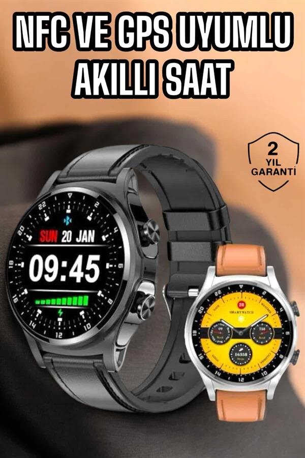 Akıllı Saat Titreşimli Pusula Nabız ve Tansiyon Ölçer NFC Uyumlu - Görsel 2