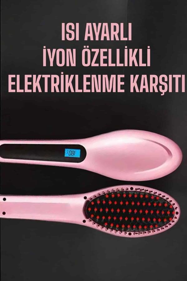 Fön Tarağı Saç Düzleştirici Sıkı Dişli Isı Ayarlı Elektriklenme Karşıtı - Görsel 2