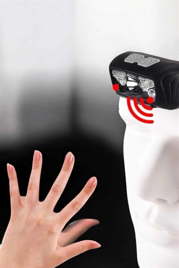 Kafa Lambası Kamp Lambası Sensörlü Şarjlı Ayarlanabilir - Görsel 3