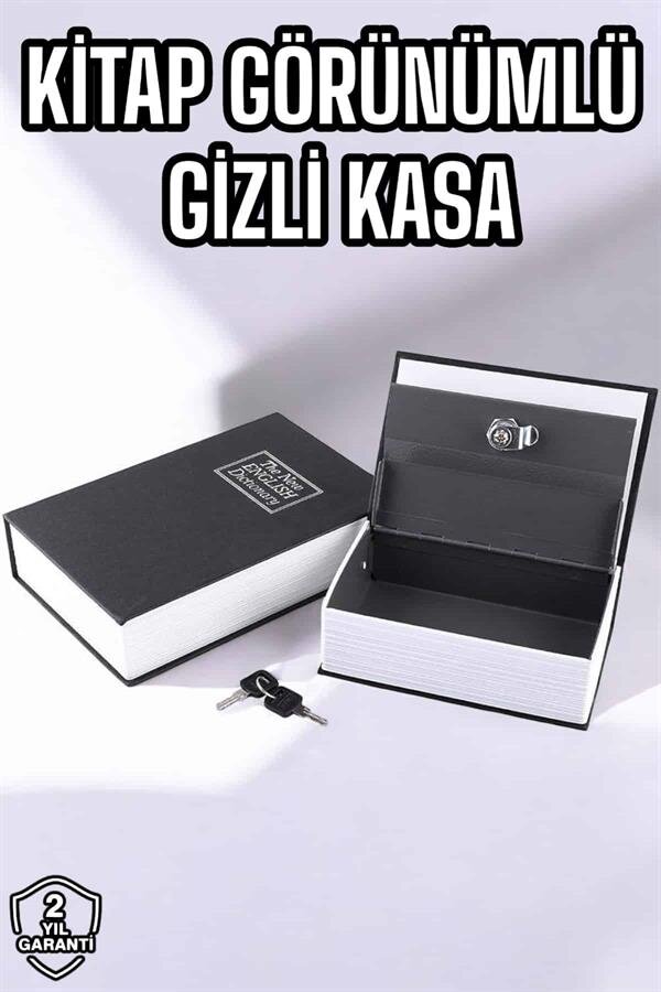 Büyük Boy Anahtarlı Kitap Görünümlü Gizli Kasa Çelik Kasa Altın Kasası - Görsel 2