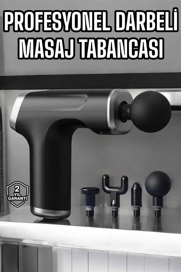 Masaj Tabancası 4 Başlıklı Kas ve Vücut Ağrıları İçin Şarjlı Darbeli - Görsel 2
