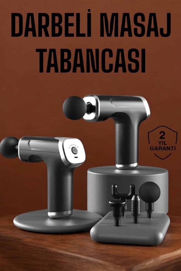 4 Başlıklı Darbeli Şarjlı Masaj Aleti Tabancası Kablosuz - Görsel 2